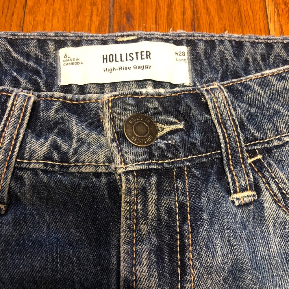 Hollister Womens High Rise Medium Wash Stretch Denim Wide leg Jean 28L NWT